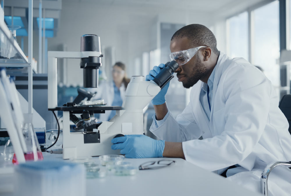 People working in laboratory space