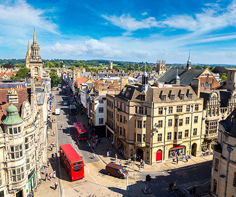 Aerial view of central Oxford